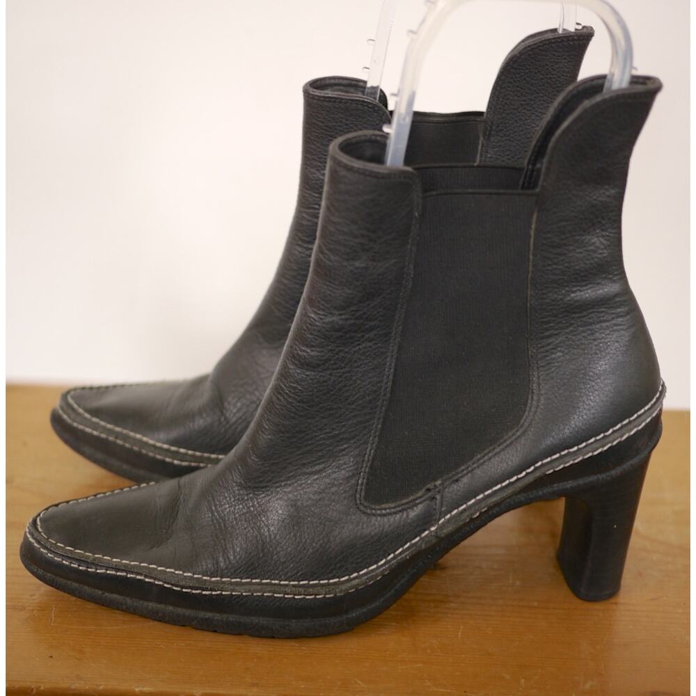 Art Effects Parma Black Leather High Heel Bootie Ankle Boots Brazil 8.5 39